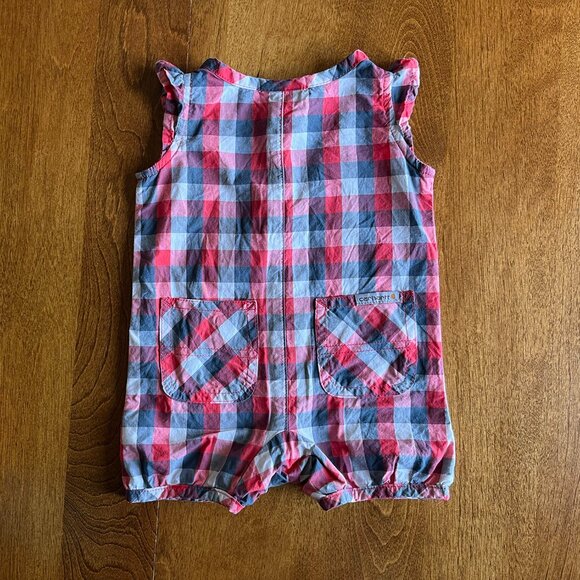 Carhartt plaid flutter-sleeve romper 6m - Picture 5 of 7